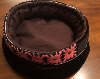 Velvet Cap Hat Hunza Headwear Women Handmade Winter Hat - Warm Chunky Traditiona Velvet Cap Hat Hunza Headwear Women Handmade Winter Hat  main image 3