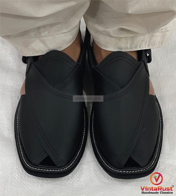 Buy Luxury Genuine Leather Peshawari Sandals: Handmade  display picture 3