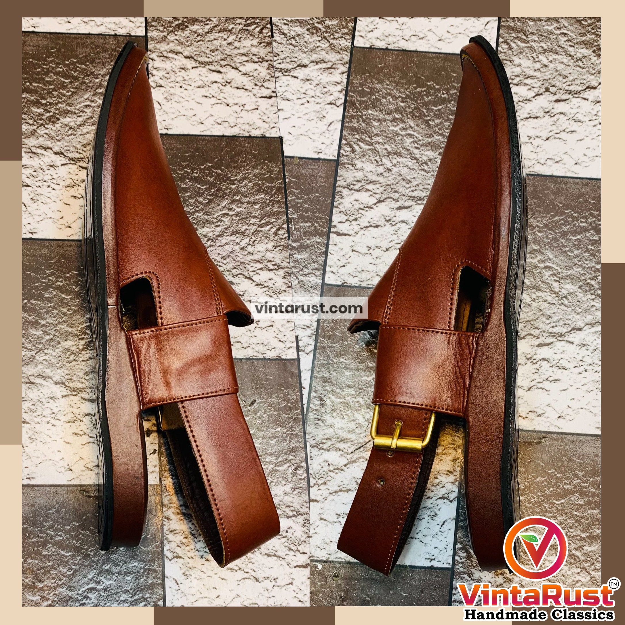 Premium Peshawari Chappal Sandals Mens 11 Brown Leather Buckle Comfort Shoes Premium Faux Leather Peshawari – Premium Leather Sandals for  main image 3