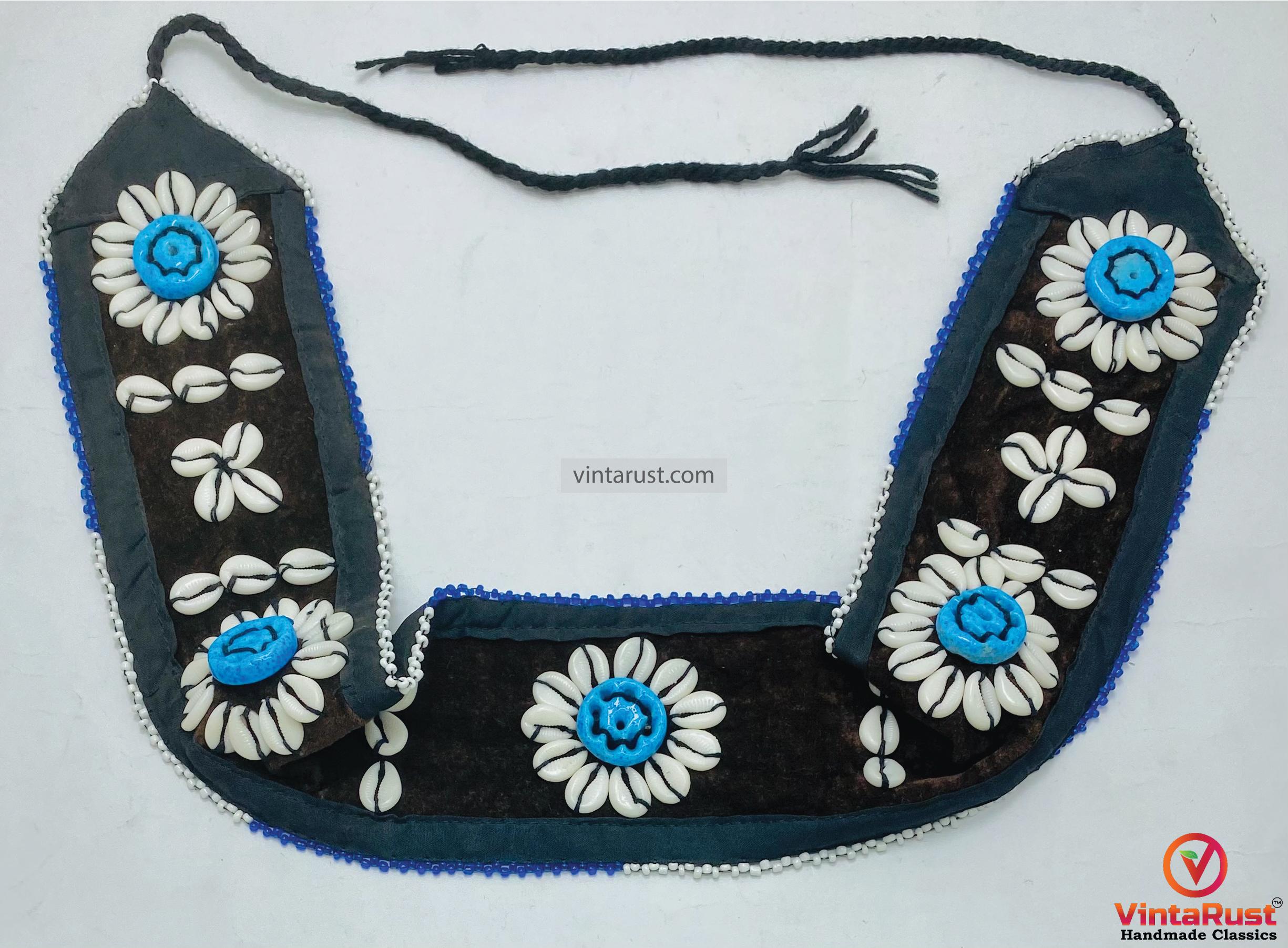 Boho Gypsy Shell Belt: Vintage Kuchi Festival Statement Belt 