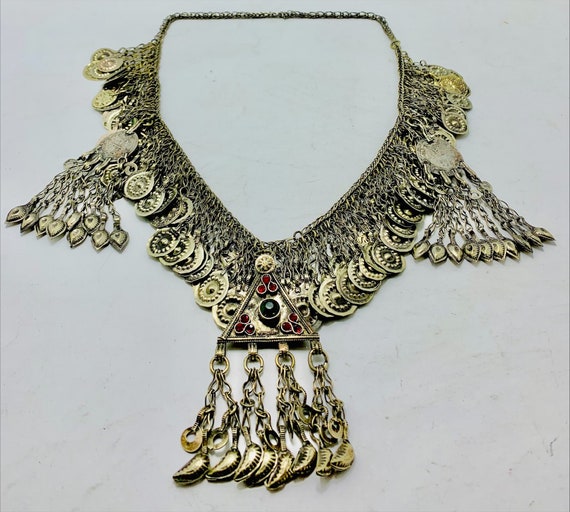 Tribal Kuchi Necklace, Silver Necklace With Dangl… - image 5