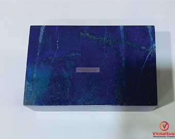 Handcrafted Lapis Lazuli Jewelry Box: Gemstone Storage (6 inches)