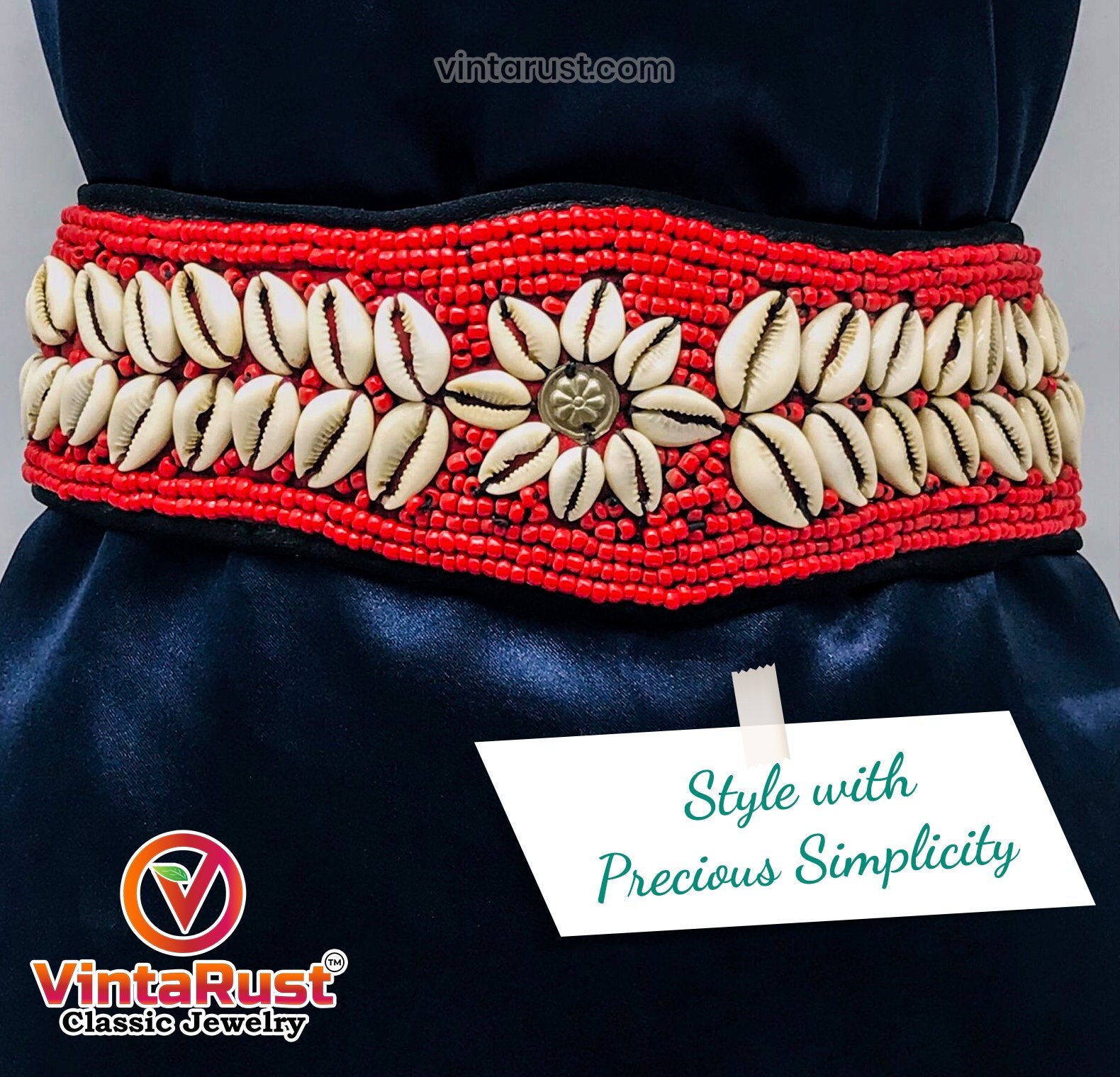 Vintage Afghan Beaded Shell Belt: Tribal Belly Dance Jewelry Vintage Afghan Beaded Shell Belt: Tribal Belly Dance Jewelry  main image 4
