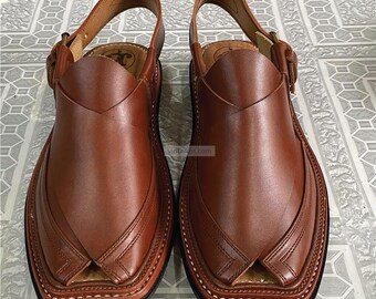 Handmade Leather Peshawari Chappal: Brown Suede Sandals - Etsy display picture 3