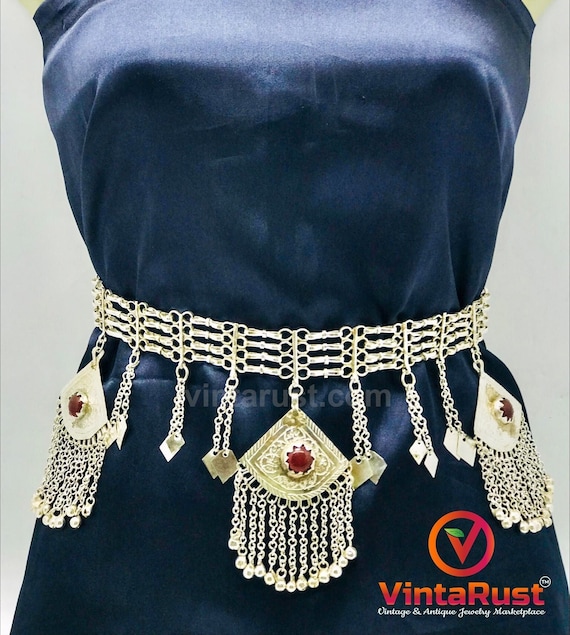 Tribal Belly Chain: Afghan Kuchi Belt With Glass Stone  display picture 3