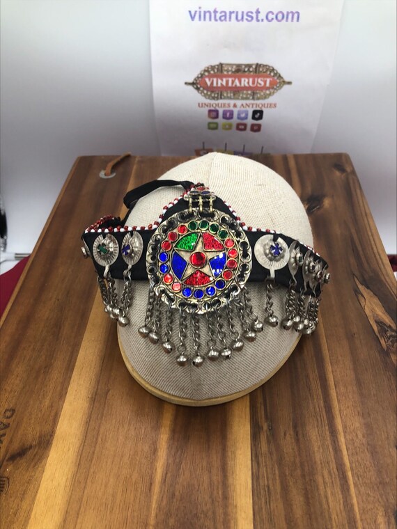 Afghan Tribal Matha Patti: Multicolor Glass Stone Headpiece  display picture 2