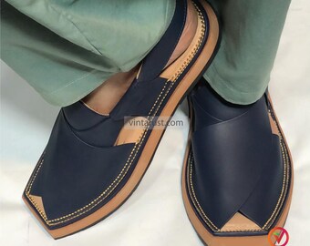 Handmade Leather Peshawari Chappal: Kaptaan Style Gents Sandal