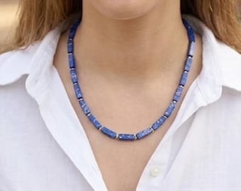 Lapis Lazuli Beaded Handmade Necklace: Genuine Lapis Stone Jewelry