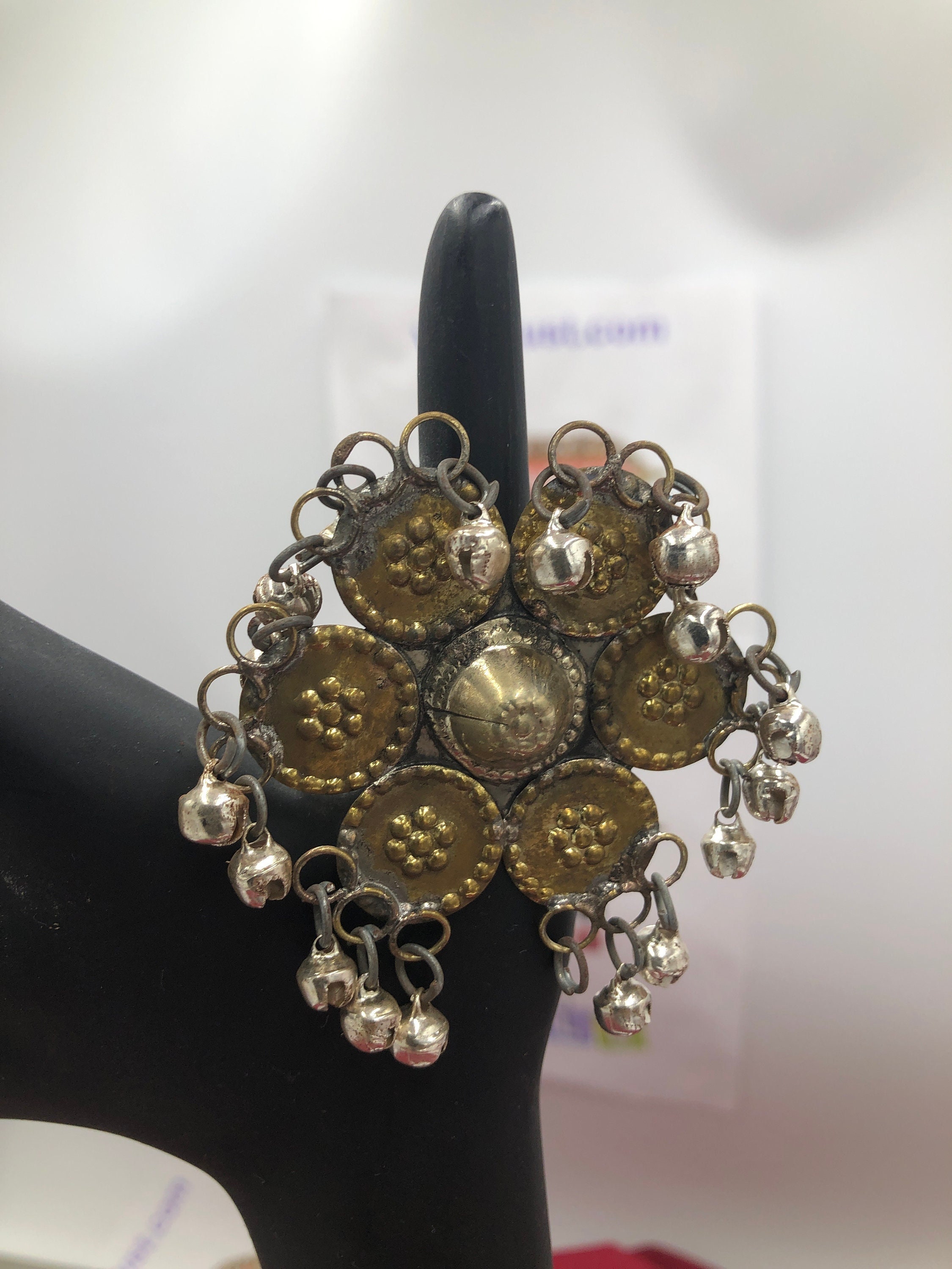 Afghan Kuchi Ring with Bells, Vintage Ring, Afghan Ring, Ethnic Ring Tribal Kuchi Rings - (TJ018) | picklepotjewellery main image 3