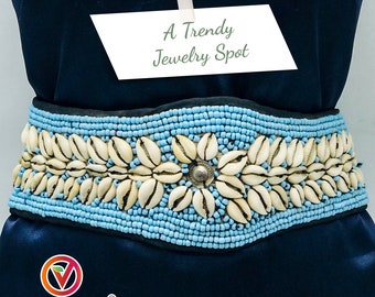 Vintage Afghan Beaded Shell Belt: Tribal Belly Dance Jewelry  display picture 3