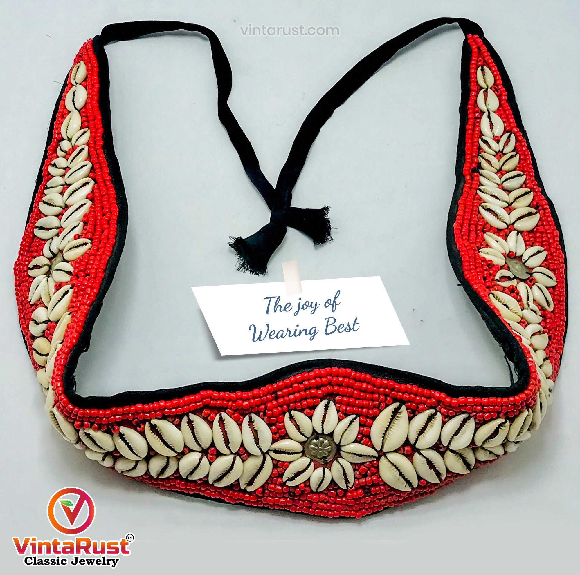 Vintage Afghan Beaded Shell Belt: Tribal Belly Dance Jewelry  display picture 2