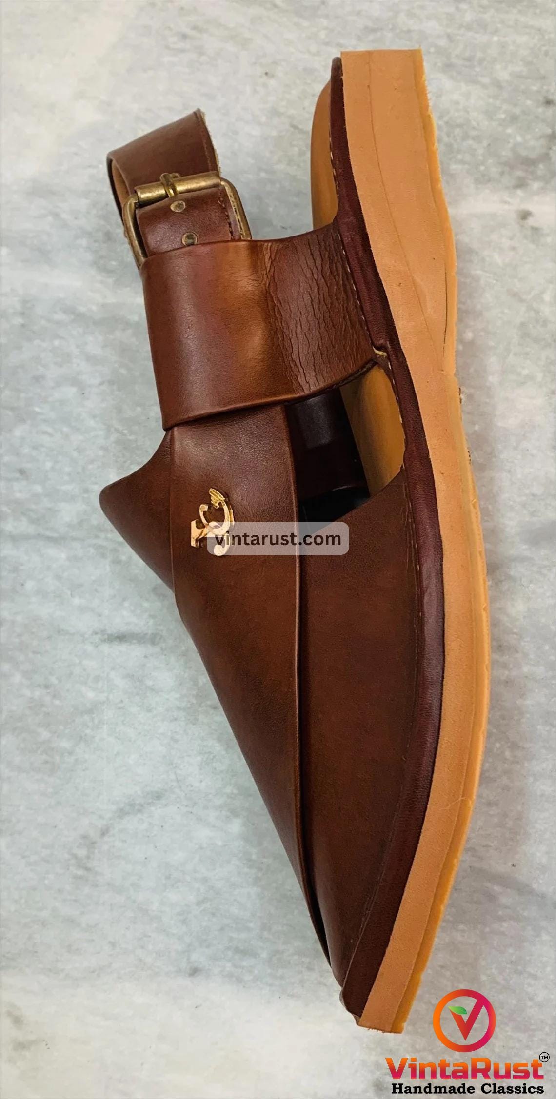 Dark Brown Leather Peshawari Chappal, Traditional Unique  display picture 1