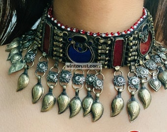 Collier Tribal Turkmène Kuchi - Multicolore, Style Tzigane, 345g, 11x5cm