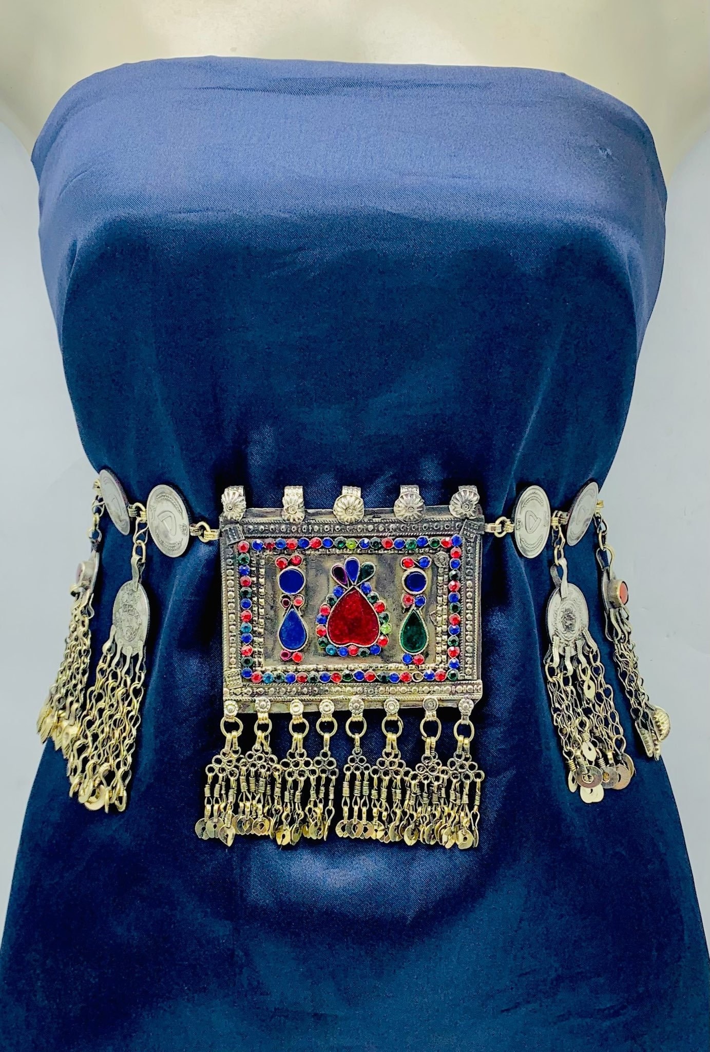 Vintage Kuchi Coin Belt, Tribal Gypsy Belly Chain, Body  display picture 3