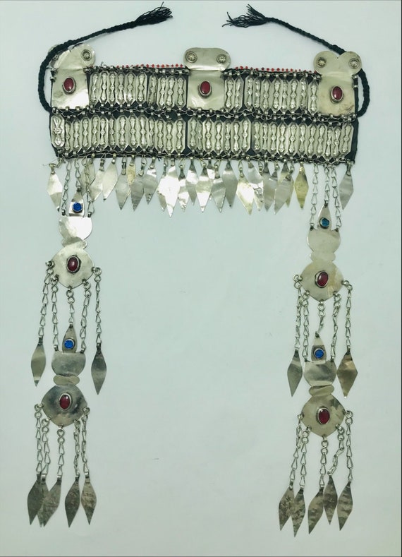 Vintage Turkmen Tribal Kuchi Matha Patti, Ethnic Head Piece With Long Dangling Afghan Kuchi Headpiece: Tribal Silver Bell Matha Patti - Etsy main image 3