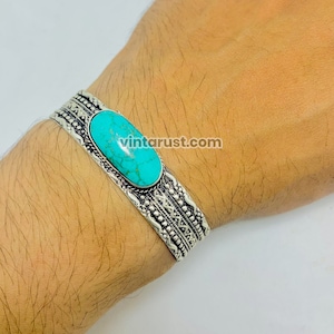 Handmade Turkmen Turquoise Bracelet: Ethnic Kuchi Tribal Cuff