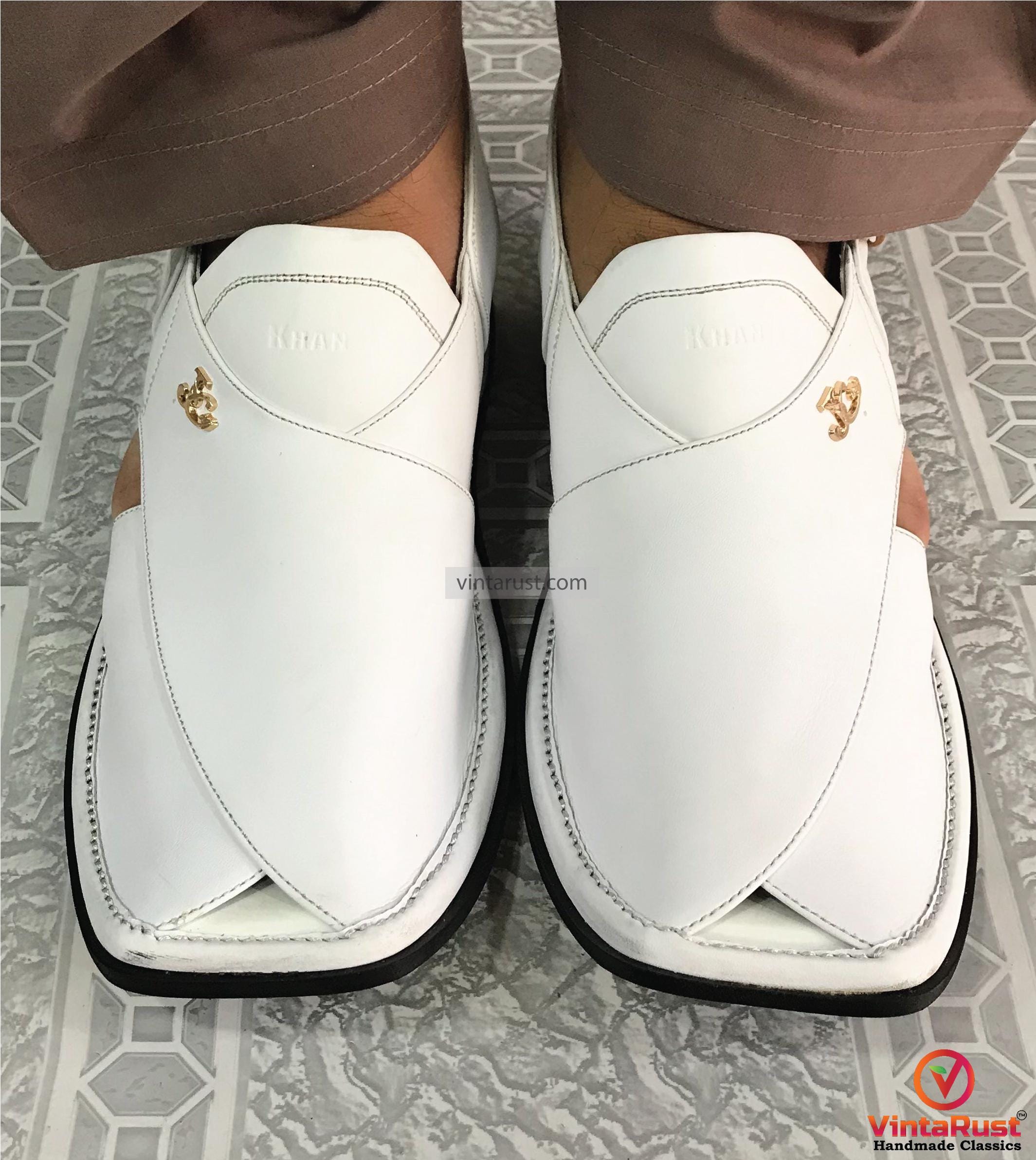 Pure White Kaptaan Peshawari Chappal, Geniune Leather Sandals, Traditional Men\'s 41i75MaedBL.jpg_BO30,255,255,  main image 4