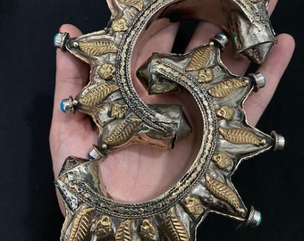 ヴィンテージスパイクカフブレスレット：手作りアフガニスタン