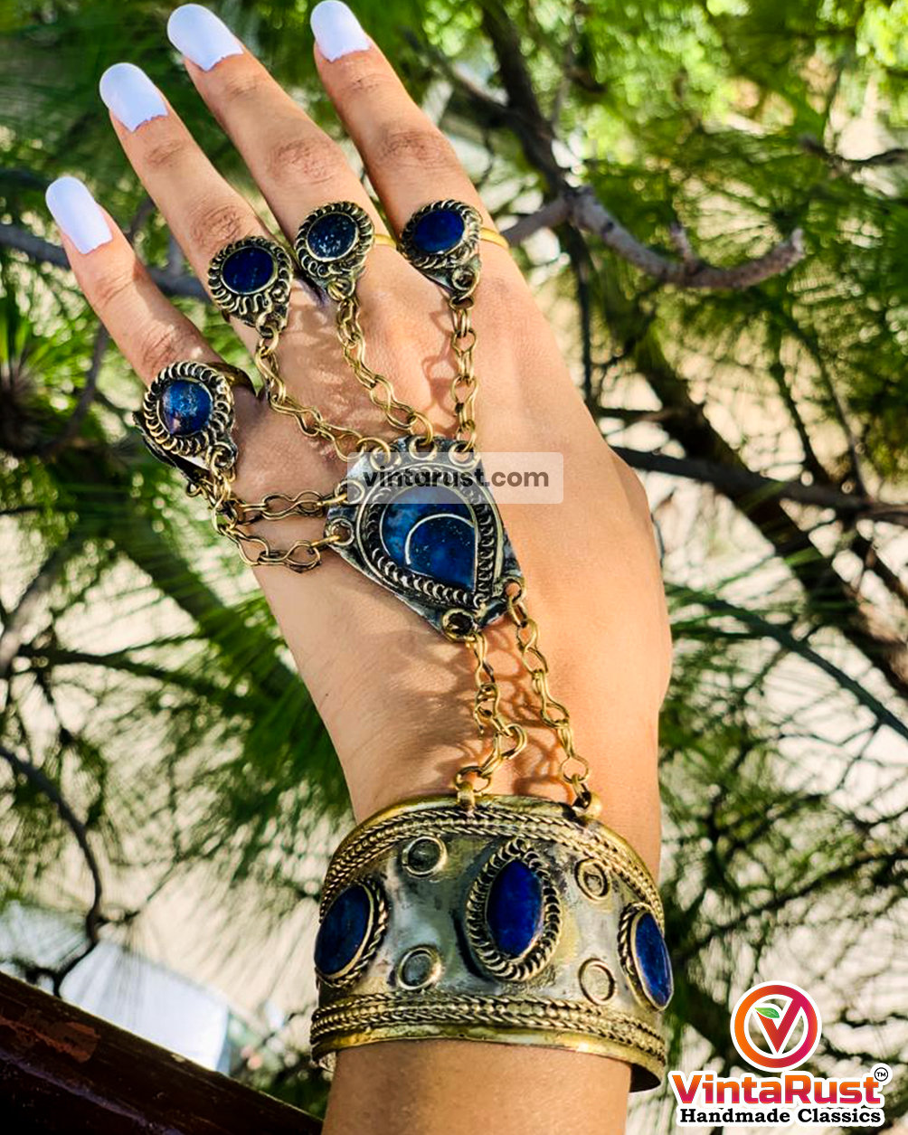 SONGK Bracciale Bohemien Vintage A Catena Con Fiore Intagliato - Gioiello Tribale Donna, Regolabile, Lega Di Zinco