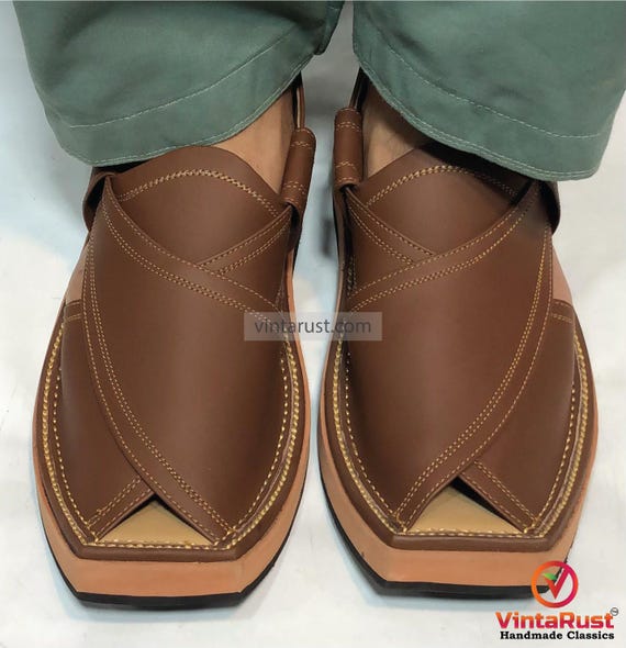 Traditional Handmade Leather Men\'s Peshawari Chappal,Semi Formal Sandals For Men $_57.JPG?set_id=8800005007 main image 4