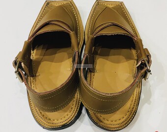 Authentic Tan Leather Peshawari Chappal, Handmade Leather Shoes for Men, Ethnic Amazon.com | Leather Peshawari Chappal For Men, Gents  main image 2