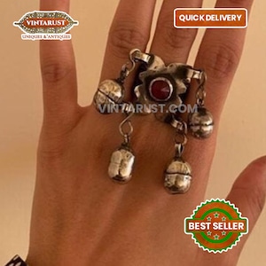 Afghan vintage ring, Afghan Bells Ring, Kuchi Jewelry, Afghan Earrings