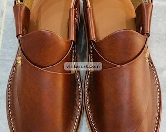 Dark Brown Leather Peshawari Chappal, Traditional Unique Style Comfortable Footwear, Festival footwear, Handmade Shoes