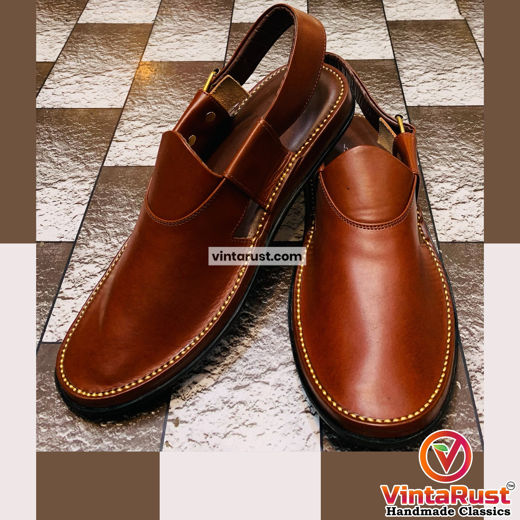 Handmade Dark Brown Leather Peshawari Chappal: Comfortable 