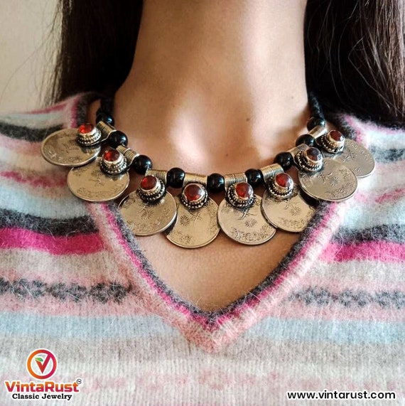 Traditional vintage coin choker-handmade vintage … - image 1