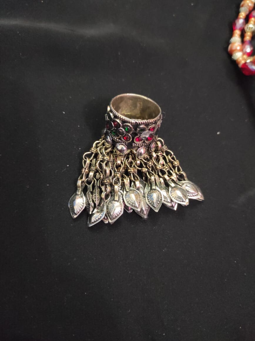 Vintage Afghan Kuchi Ring: Ethnic Silver-tone Ring With  display picture 1