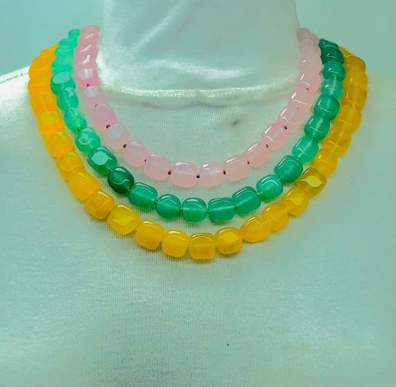 Multicolor Beaded Necklace: Layered Gemstone Statement Jewelry