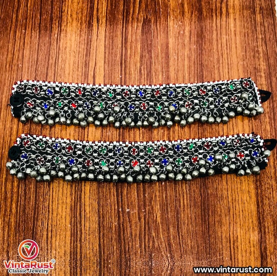 Bracelet Grelots Et Bague Style Hippie Bohème - Occasion - Métal Et Plastique