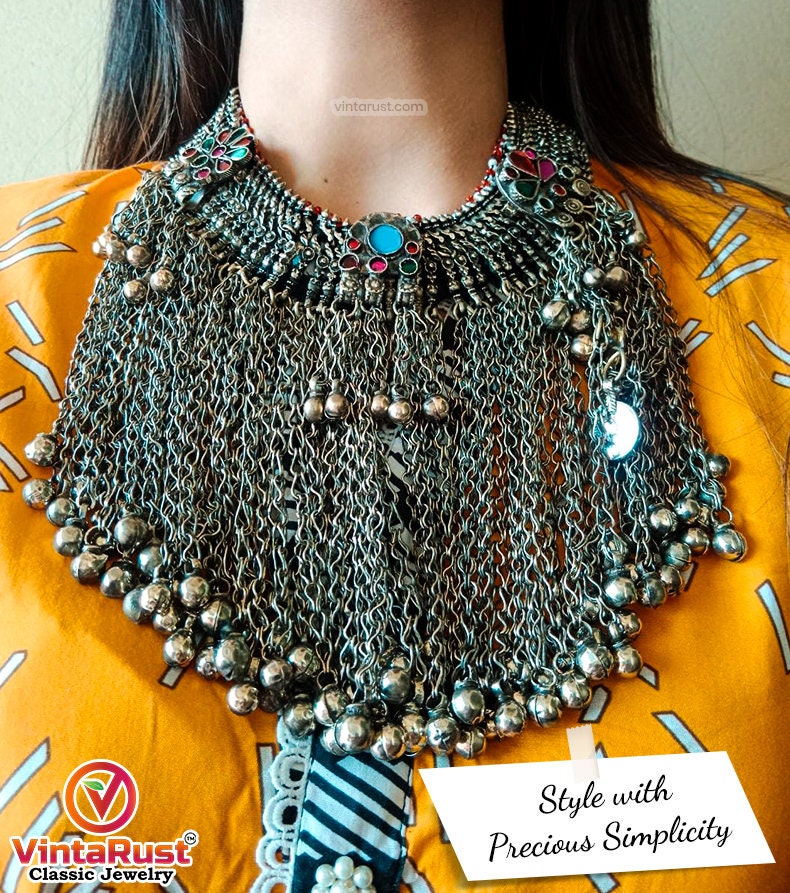 アフガン クチ チョーカー ネックレス：トライバル シルバー ベル