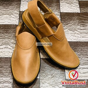 BANNU PELLE US 7, 8,9,10,11 FATTO A MANO DA UOMO NERO PESHAWARI - Foto 7