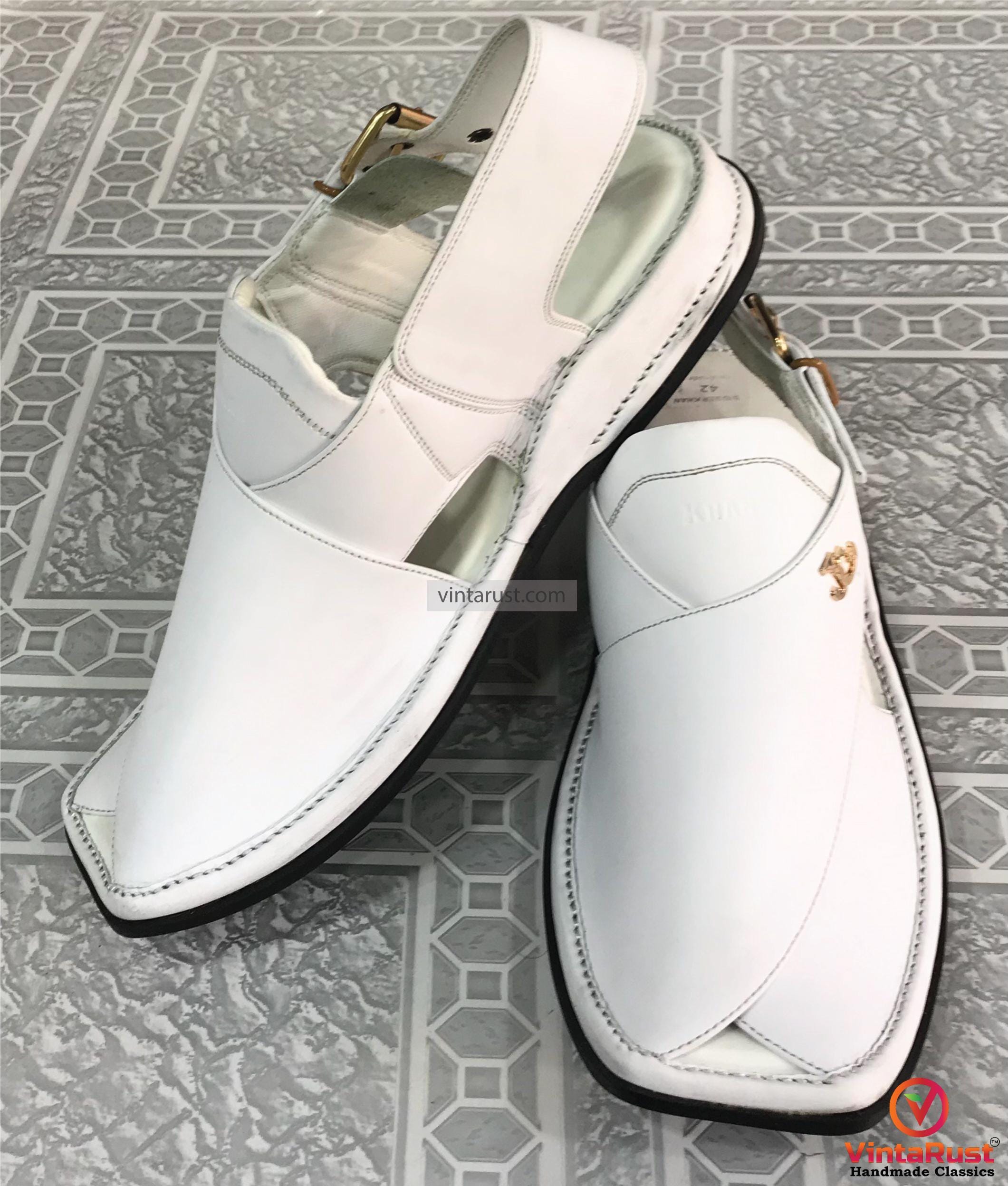 Premium White Peshawari Chappal, Handmade Pure Leather Kaptaan Chappal New arrival original limited stock #kheriwala #handmade  main image 3
