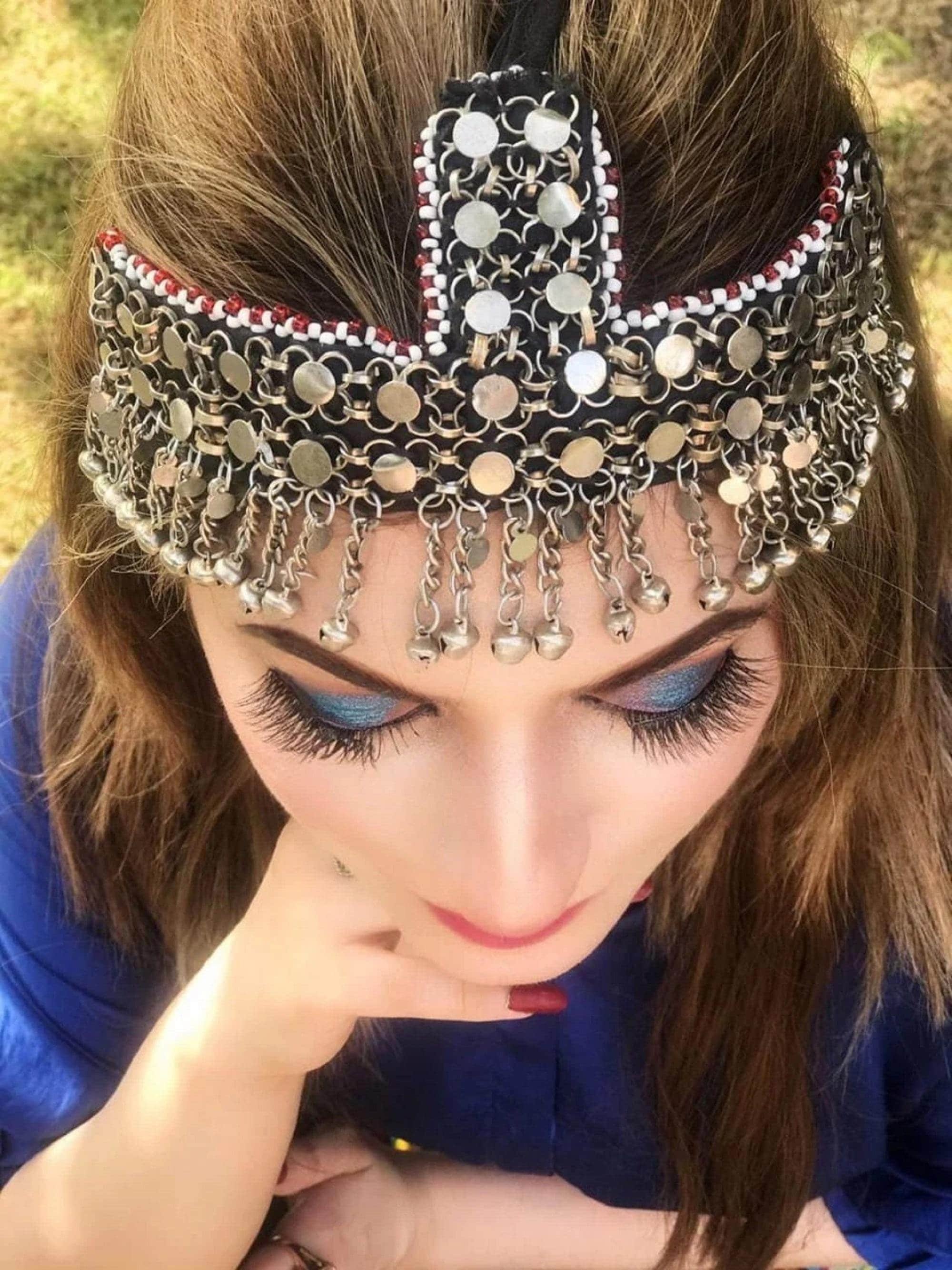 Afghan Kuchi Headpiece: Tribal Silver Bell Matha Patti - Etsy display picture 3