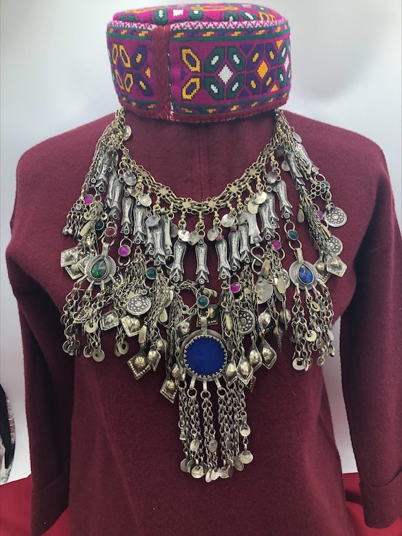 Afghan Vintage Silver Kuchi Fish Oversized Choker Necklace Kuchi