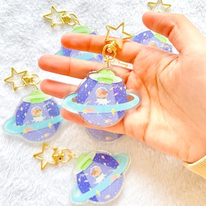 Galaxy Space Dog Keychain || cute keychain / dog lovers / cute transparent acrylic keychain / double sided epoxy acrylic / cute gift ideas