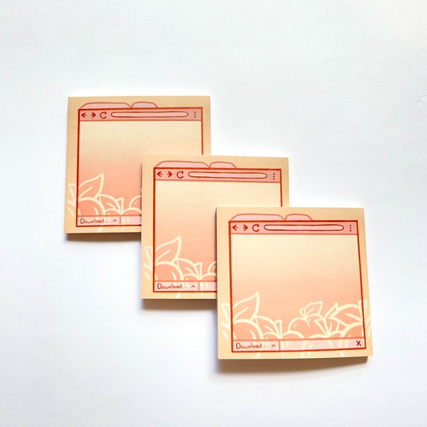 Peach Screen Sticky Notes ||  Cute post it notes / cute memo pad/ kawaii stationery/ fruit stationery