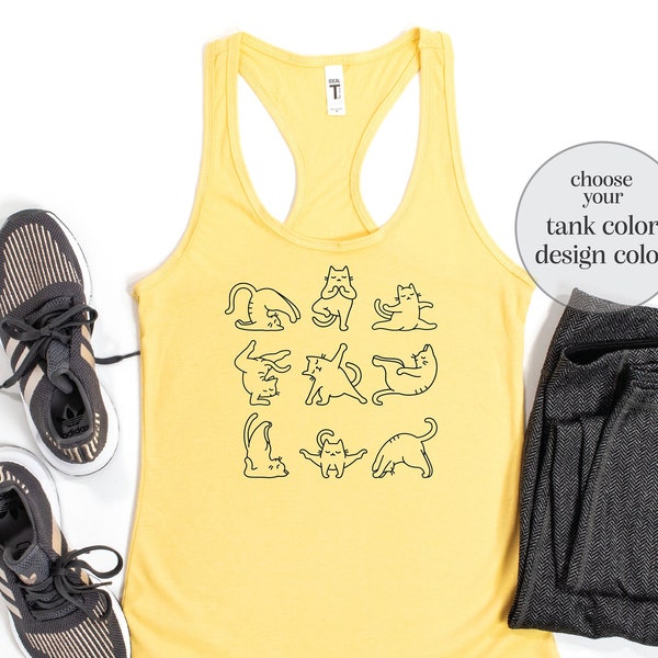 Yoga Cat Tank, Cat Lover Tank, Yoga Lover Tank, Cat Mom Tank, Cat Owner Tank, Yoga Group Tank, Cat Person Tank, Women Tank, Racerback Tank