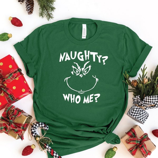 Chemise de Noël coquine, Chemise coquine, Naughty Who ME ?, Cadeaux de Noël rigolos, Chemise drôle, T-shirt coquin, coquin et gentil, T-shirt pour couple.