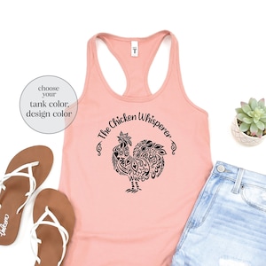 Chicken Whisperer Tank: Women's Racerback Cotton Farmer Tank