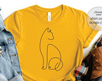 Cat Line Art Shirt, Cat Silhouette Shirt, Cat Lover Shirt, Cat Mom Shirt, Cat Owner Shirt, Abstract Cat Drawing Shirt, Cat Lover Gift