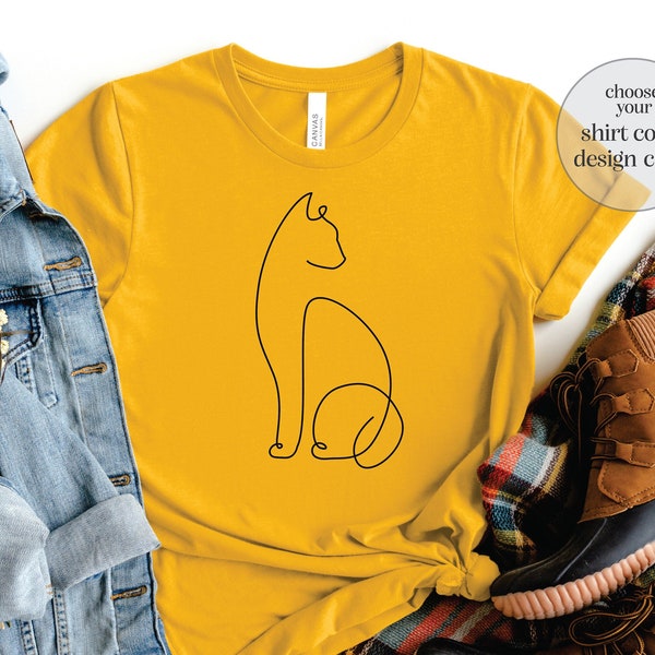Cat Line Art Shirt, Cat Silhouette Shirt, Cat Lover Shirt, Cat Mom Shirt, Cat Owner Shirt, Abstract Cat Drawing Shirt, Cat Lover Gift