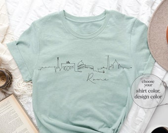 Rome Line Art Shirt, Rome Skyline Shirt, Rome Silhouette Shirt, Rome Lover Shirt, Rome Trip Shirt, Rome Travel Shirt, Rome Vacation Shirt