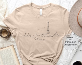 Paris Line Art Shirt, Paris Skyline Shirt, Paris Lover Shirt, Paris Souvenir, Paris Trip Shirt, Paris Travel Shirt, Paris Silhouette Shirt