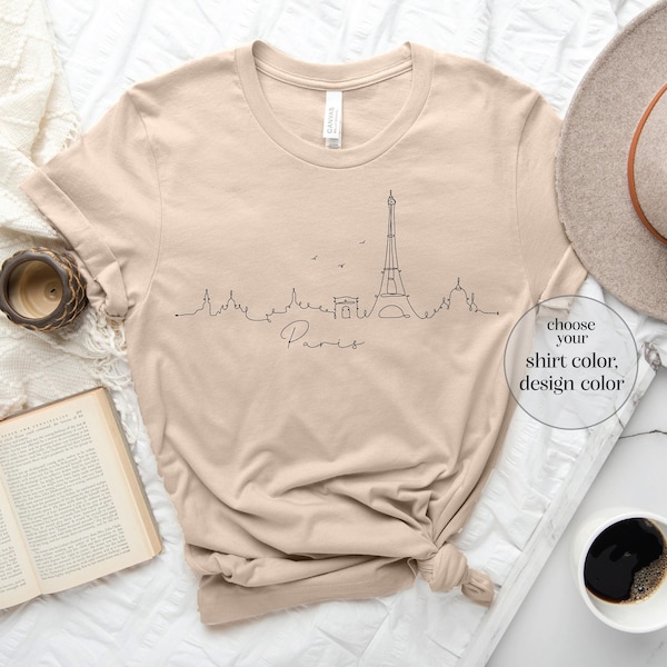 Paris Line Art Shirt, Paris Skyline Shirt, Paris Lover Shirt, Paris Souvenir, Paris Trip Shirt, Paris Travel Shirt, Paris Silhouette Shirt