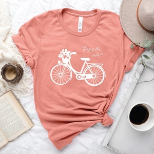 Beach Cruiser Biker T-shirt, Enjoy The Ride T-shirt, Cruiser Bicycle Lover T-shirt, Womens Bicycle T-shirt, Cycling Women T-shirt,Beach Bike