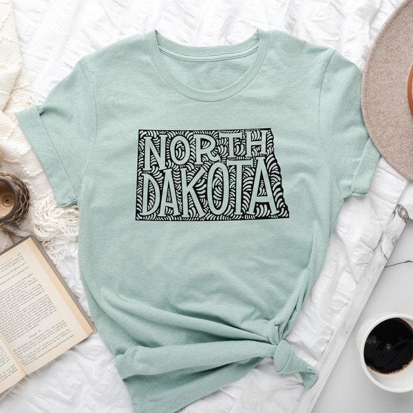 North Dakota T-shirt, North Dakota Souvenir, North Dakota Gift, Gift From North Dakota, 50 States, State T-shirts, Unisex Adult %100 Cotton