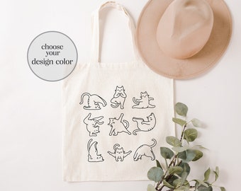 Yoga Cat Lover Tote Bag: Large Zippered Canvas Tote